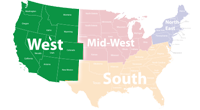 map highlighting the west