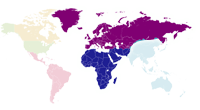 map highlighting Europe and the Middle East