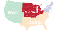 map highlighting the midwest