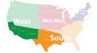 map highlighting the southwest