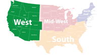 map highlighting the west